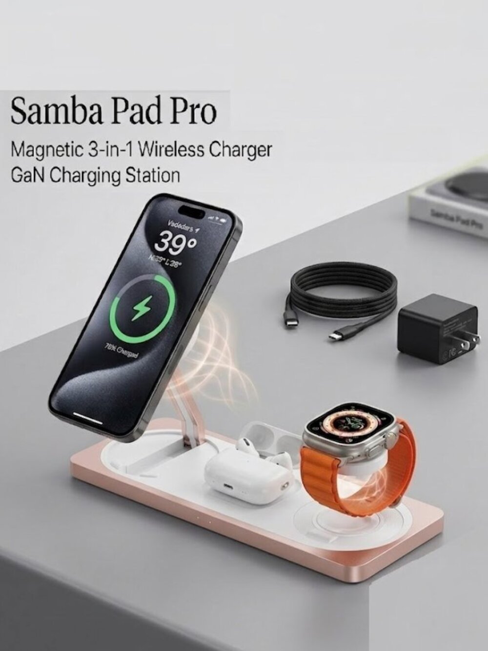 Samba Pad Pro Magnetic 3 In 1 Wireless Charger W326